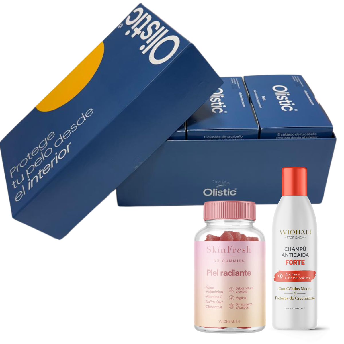 Caja VERANO Olistic Next + Gummies Piel Radiante y Champú Wiohair Sakura GRATIS-Logiservice Farma