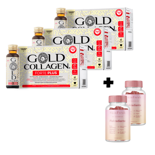 Pack 3 Gold Collagen Forte Plus + 2 Gummies Piel Radiante GRATIS – Logiservice Farma