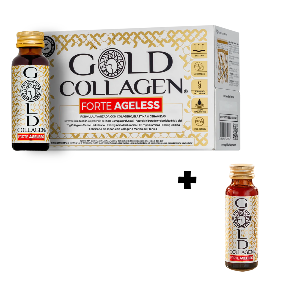 Gold Collagen Forte AGELESS 10 u + 1 vial de REGALO – Logiservice Farma