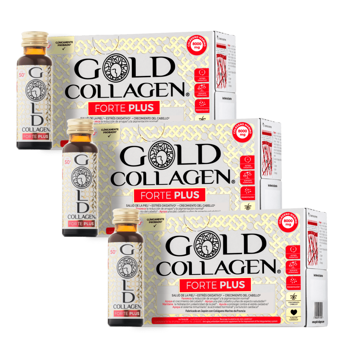 Pack 3 Gold Collagen Forte Plus + Lip Labial + Mascarilla GRATIS– Logiservice Farma