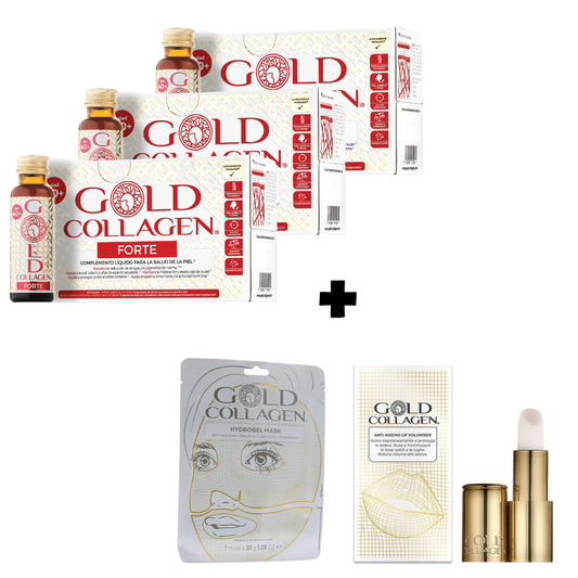 Gold Collagen Forte + Mascarila GRATIS + Pintalabios Anti-ageing Volumiser–Logiservice Farma