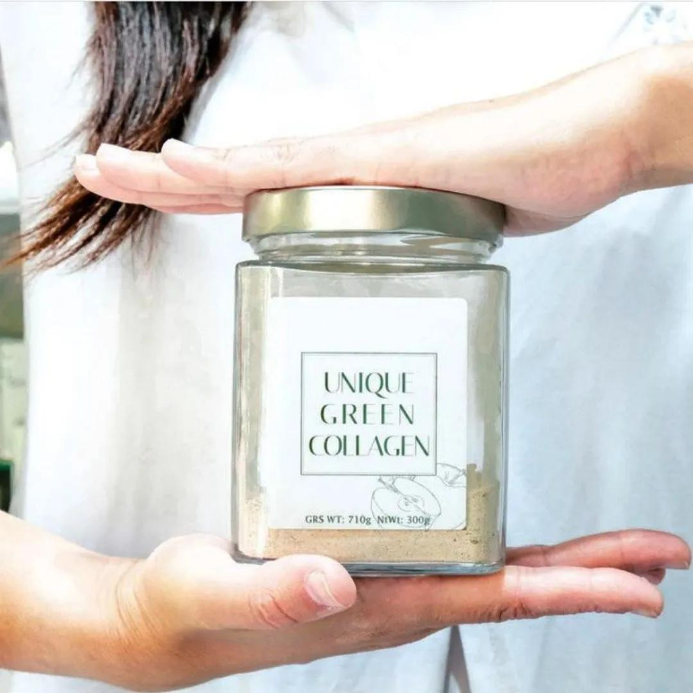 UNIQUE GREEN collagen. Pack de 2 envases. Complemento alimenticio con COLAGENO y ANTIOXIDANTES. DETOXIFICACION, ANTI-INFLAMATORIO y ADELAGAZANTE