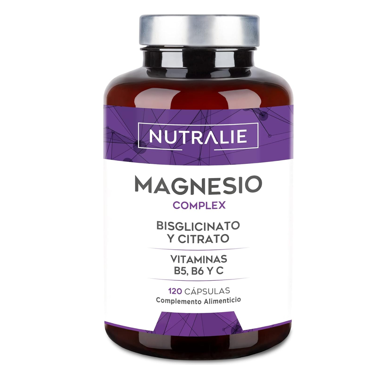 NUTRALIE MAGNESIO COMPLEX. Bisglicinato y Citrato. Vitamina B5, B6 y C. 120 caps