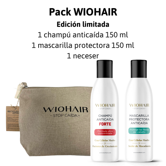 WIOHAIR PACK champú anticaída + mascarilla protectora 150 ml + NECESER-Logiservice Farma