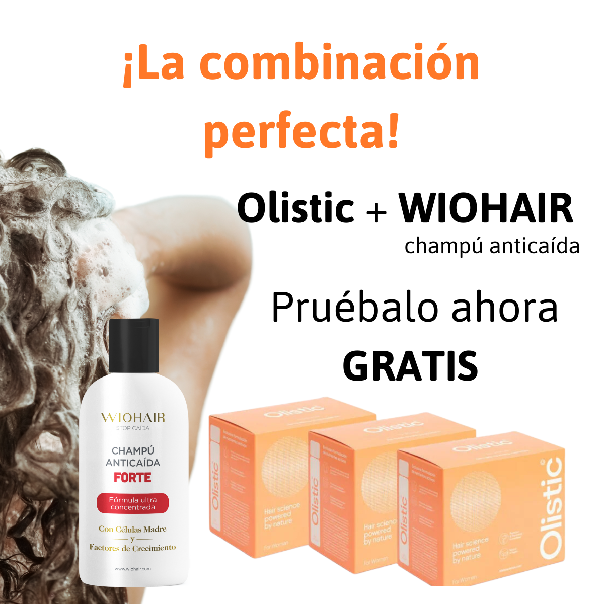 OLISTIC WOMEN 28 viales de 25 ml PACK DE 3  + 1 CHAMPU anticaída WIOHAIR 100 ml. GRATIS