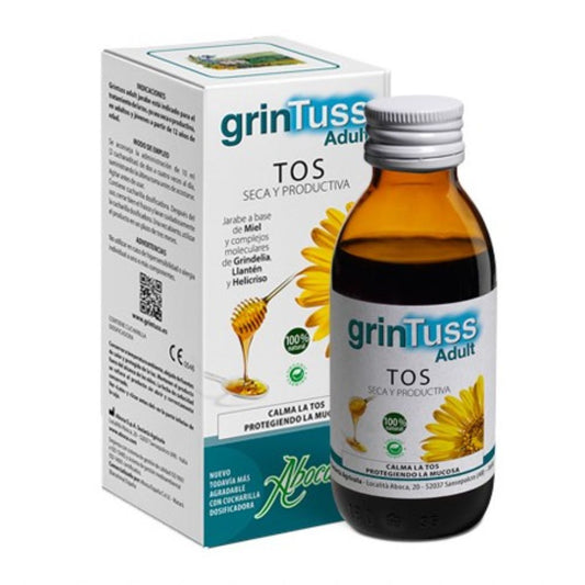 ABOCA GRINITUSS ADULTOS JARABE CON POLIRESIN 180 ml. Contra la tos seca y la tos productiva.