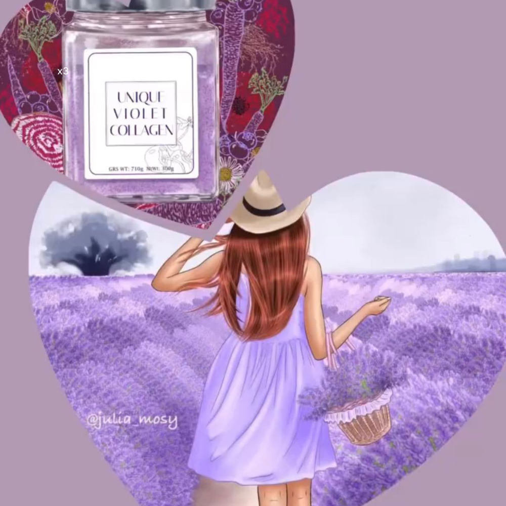 UNIQUE VIOLET collagen. Complemento alimenticio con COLAGENO y ANTIOXIDANTES. REPARADOR, CALMANTE,REAFIRMANTE, DIGESTIVO Y DEPURATIVO.